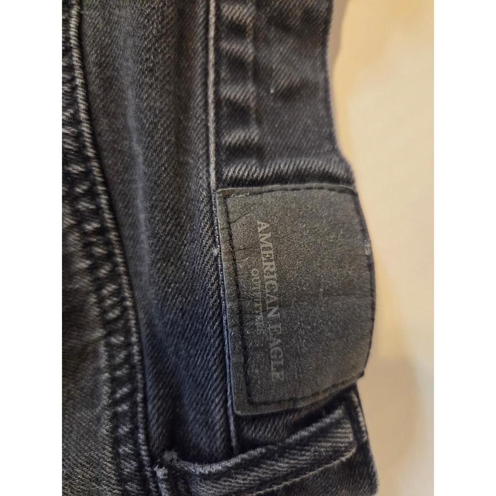 American Eagle Mom Shorts Black Distressed High Waisted Frayed Denim Womens 00 - Picture 3 of 6